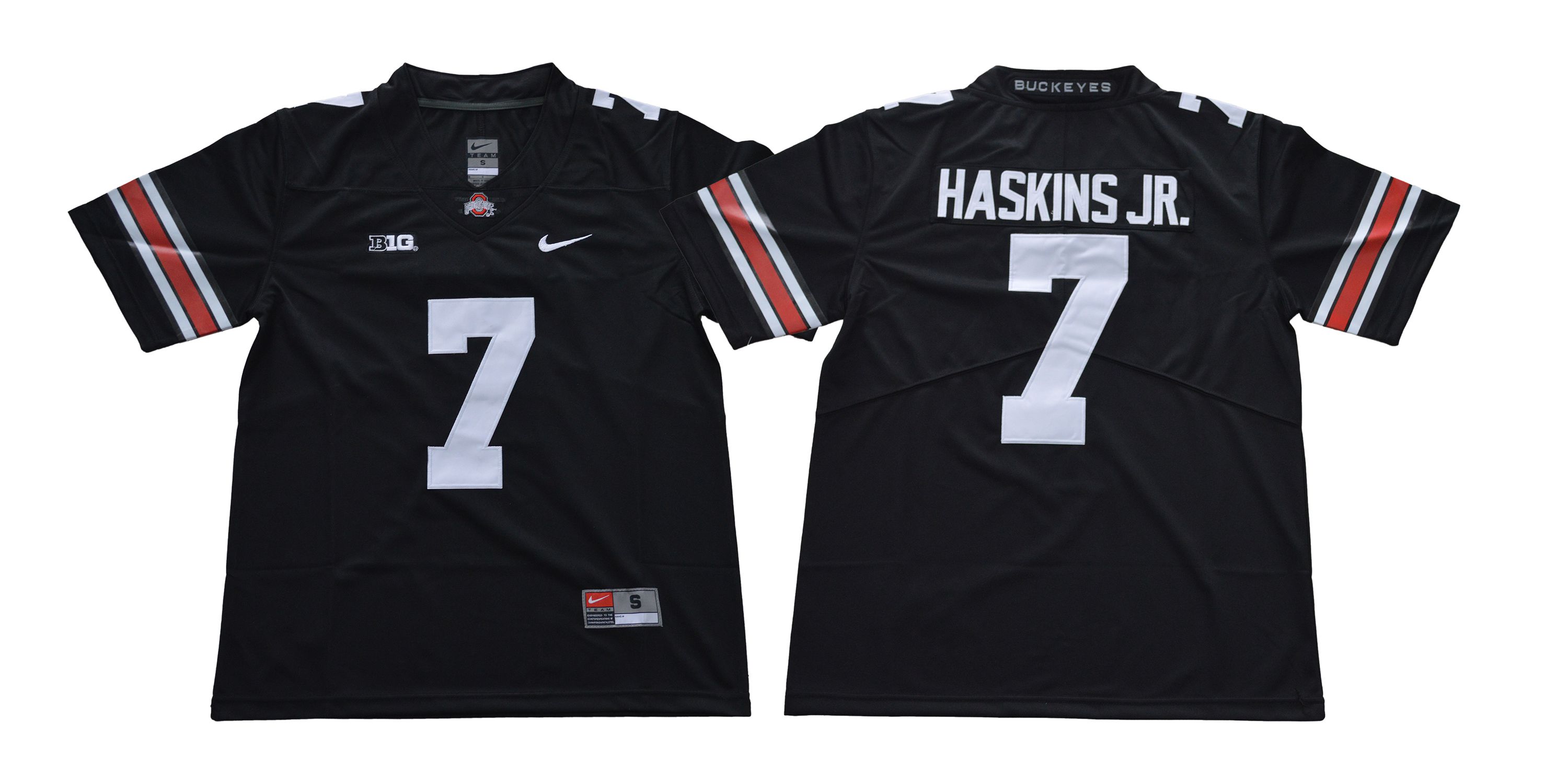 Men Ohio State Buckeyes #7 Haskins jr Black white Nike NCAA Jerseys->->NCAA Jersey